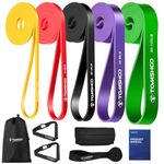 TOMSHOO Resistance Loop Bands, 5 Packs Pull Up Assist Bands Set Latex Skin-Friendly with Double Handles and Door Anchor, Workout Bands for Powerlifting CrossFit Stretching Gym Yoga Strength Training