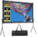 HAPPRUN Projector Screen and Stand, Easy Use 100 inch Foldable and Portable Projection Screen 16:9 Rear Front Wrinkle-Free Movie Screen with Carry Bag for Indoor Outdoor Home Theater Backyard Cinema