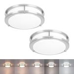 2 Pack Modern Ceiling Light, 10.3 Inch Kitchen Light Fixture for Ceiling, 17W, 2700K/3000K/3500K/4000K/5000K Adjustable, Brushed Nickel