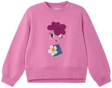Sudadera Niña Sin Capucha - Sudadera de Distintos Colores- Rosa- Fucsia- Casual – Ropa de Regalo para Niñas y Adolescentes - para niñas de 2 años a 8 años (FR/ES, Edad, 7 años, Regular, Camelia)