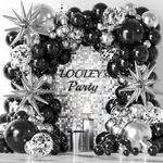 137Pcs Black and Silver Balloons Ga