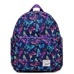 Small Backpack for Women,Vaschy Cute Mini Lightweight Nylon Travel Backpack Purse for Teen Girls Purple Butterfly