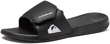 Quiksilver Men’s Bright Coast Adjust Slide Sandal Flip Flop, Black/White/Black, 11