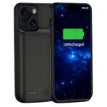 MIGAFEI Battery Case for iPhone 15, Enhanced 7000mAh Ultra Thin Portable Protective Smart Charging Case Compatible with iPhone 15(6.1 inch) Rechargeable Extended Battery Charger Black