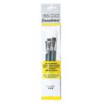 Winsor & Newton Foundation Brush Set of 3 for Acrylics - White Synthetic - Flat 4, 10, 14 - Short Handle