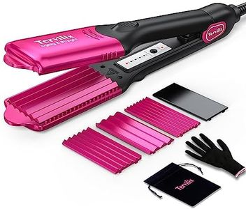 Terviiix Crimper Hair Iron with 4 Interchangeable Plates, Keratin & Argan Oil Infused Hair Crimper for Women, Volumizing Crimping Iron for Thin Fine Hair, 5 Heat Settings & 60 Mins Auto Off, Pink