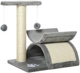 PawHut Cat Tree, Cat Tower for Kittens, Small Cat Condo with Rotatable Top Bar, Sisal Scratching Post, Tunnel, Dangling Balls - Grey