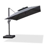 PURPLE LEAF 10' X 13' Rectangle Grey Frame Patio Umbrella Large Outdoor Aluminum Umbrella Offset Umbrella with 360-degree Rotation Cantilever Umbrella for Deck Backyard, Grey