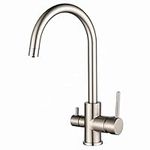 Techzm Water Filtration Kitchen Faucet 3 Way Water Filter Taps Brushed Nickel