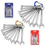 HELAKLS 20-Piece Mini Combination Wrench Set Metric SAE Open Box Ended Small Standard Spanner with Portable Storage Pouch