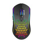 Ant Esports GM700 Lightweight Wireless RGB Gaming Mouse, Rechargeable Mouse with Honeycomb Shell, 11 Led Light Modes, 4 Adjustable DPI, 2.4GHz Wireless RGB Mouse for Laptop PC Mac