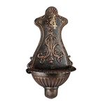 Relaxdays Wall Water Fountain, Nostalgic Look, Outdoor Birdbath, Faucet & Basin, Hanging, HWD: 66x37x19.5 cm, Bronze, cast, 66 x 37 x 19.5 cm