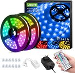 Lepro Led Lights, 50FT Led Lights Strip for Bedroom (24.6ft*2), 20 Colors and 6 DIY Mode Color Changing 15M LED Light Strips, 450 Leds Remote Control Non-Waterproof Led Strip Lights, 12V RGB LED Light for Kitchen, Home, Party Decoration