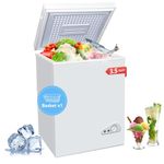 Kazigak Compact Chest Freezer, 3.5 Cu.Ft. Deep Freezer with Basket, 6 Level Adjustable Temperature, Top Door Mini Freezer White