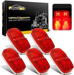 Partsam 5Pcs Double Bubble Bullseye Led Side Marker Clearance Lights, [DOT Approved] Red 10LED Surface Mount 4" Rectangular Rectangle Tiger eye Marker Lights for RV Truck Trailer Camper Motorhome Van
