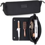 BAREFOOT CARIBOU Hair Tools Travel Bag and Heat Resistant Mat for Flat Irons, Straighteners, Curling Iron, and Haircare Accessories, 2-in-1 design, with Interior Pockets, Organizer (Mesh Black)