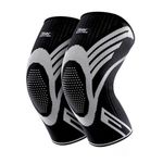 Frido Active Knee Cap Support for Men & Women | Active Compression for Pain Relief & Joint Support | Knee Sleeve for Gym, Running, Jogging, Sports & Workout | Anti-Sweat Knee Brace (1 Pair) Black, Large
