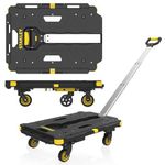 Stanley SXWT-PC532-SP Utility Platform Dolly Cart with 137 kg Capacity, Polypropylene Portable Foldable Dolly Push Cart with 360 Degree Swivel Caster Wheels, Black and Yellow, (62 x 45 x 173 cm)