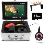 MOOCOR Underwater Fishing Camera, 720P Camera w/DVR, Portable Video Fish Finder with 1024x600 IPS 7 inch Screen, 12pcs IR and 12pcs LED White Lights for Ice, Lake, Kayak, Boat, Sea Fishing(15m/50ft)