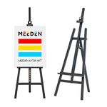 MEEDEN Large Art Easel for Painting and Display, Solid Wooden Easel Stand for Adults, Studio Artist Professional Easel,Adjustable 57 to 76"H,Holds Canvas up to 43",Black