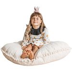 MINICAMP Large Floor Cushions for Kids - Ultra-Fluffy Bean Bag with Filling Included & Washable Cover - Floor Lounger Reading Pillow for Toddlers & Teens - 100% Certified Cotton - 40” Wide!