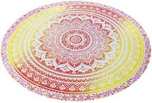 Purpledip Round Tapestry Mandala Beach Throw Indian Cotton Bohemian Round Table Cloth Home Decor Yoga Mat Meditation Picnic Rug 50 inch (20064D)