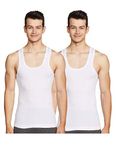 Dixcy Scott Men's Innerwear Regulart Fit Solid Vest (Pack of 2) (K1-PR43517_White_L)