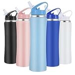 SUPPRUI Insulated Water Bottles,600ml Stainless Steel Water Bottle with Straw,Metal Water Bottle,Double Walled Drink Flasks Leakproof Keep Drinks Hot Cold (Light Blue)