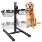 5000ml X 2 Extra Large Pets Bowl Adjustable Elevated Pet Feeder Dog Food Bowl, Dog Feeding Station H-Base Double Bowl Stand Two Stainless Steel Removable Bowls, Pet Bowl with Stand (Pack of 1)