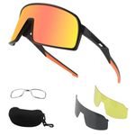 FOCUHUNTER Polarized Sports Sunglasses for Men Women, UV400 Cycling Eyewear for Baseball Running Cycling Glasses 3 Lenses