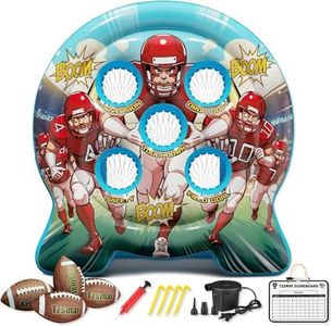 6Ft Inflatable Football Toss Target Game for Kids - Outdoor Backyard Sports Toys & Party Games for Boys Girls 3-18 - Quarterback Training Equipment Net with Electric Pump, 4 footballs & Scoreboard