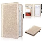 ACdream Server Books for Waitress, Guest Book Note Pad, Cute Pocket Leather Money Organizer Wallet, Cash Check Bill Receipt Holder Presenter, Waiter Accessories, Glitter Gold