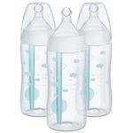 NUK Smooth Flow Pro Anti-Colic Baby Bottle, 10 oz (300 mL), Blue Clouds, 3 Pack