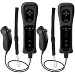 Tevodo Wii Remote Controller, 2 Packs Upgrade Wii Wireless Controller Compatible with Wii Wii U Console(Black and Black)