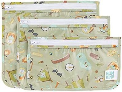 Bumkins Trousse de Toilette approuvée TSA, Sac de Voyage, Pochette zippée, Transparent, sans PVC, sans Vinyle, Lot de 3 - Camp Gear