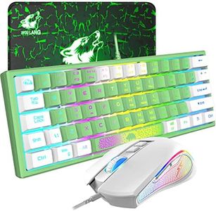 K61 Combo De Teclado Y Mouse para Juegos, Teclado para Juegos con Membrana De Sensación Mecánica, hasta 3600 dpi Ratón Óptico para Juegos De 7 Botones para PC, Computadora Portátil, Mac - Verde