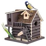 Belle Vous Wooden Birdhouse - Unique Novelty Garden Nesting Box for Birds - Decorative Outdoor Bird Cabin/Hotel for Tree or Balcony - Birdhouse Decor for Wild Bird Watching