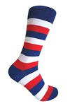 Men's Groomsmen Wedding|Party Events|Gala Collection Stripe Dress socks,Blue/Red/White