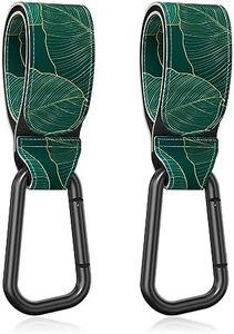 Gukeniu Baby Stroller Hooks for Hanging Bags, Universal Stroller Clips Accessories, Mommy Hook for Diaper Bag, Shopping Cart, Purse, Backpack - 2 Pack, Green Leaf