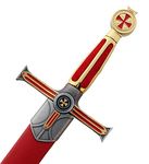 Vulcan Gear 33" Medieval Crusader Sword with Scabbard Series Choose Your Style (Teutonic Knight Sword Red)