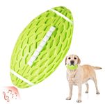 AUSCAT Squeaky Dog Ball for Aggressive Chewers, Dog Football Toy for Large Dogs, Interactive Fetch Rubber Rugby, Green
