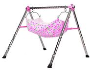 A to Z Hub Baby Boy's and Girl's Portable Folding Swing Cradle/ghodiyu/parna/jhula, with Free Baby Cotton Hammock. (Regular Folding Round Pipe (Pink))