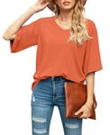 SUEANI Women's Short Sleeve Shirts Loose Casual Tunic Tops(Small, VG Coral Orange)