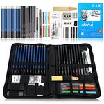 H & B Sketch Pad and Pencil Set 48-Pieces,Drawing Sketching Pencils Set with Sketch Book Artists Drawing Kit with Graphite Pencil, Rubber and Sharpener Set of Art Kit and Supplies for Kids and Adults