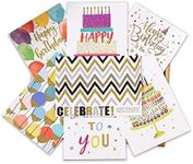 9 Pack 12.5x17.5cm Gold Foil Birthday Cards with Envelopes and Blank Paper, Birthday Greetings Cards for Women, Men, and Kids (5x7 Inches)