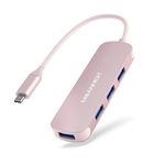 USB C Hub MEANHIGH USB 3.0 Hub for Laptop 4 Port USB Expander Multiport USB Splitter Type C Hub Dongle for MacBook Pro, Mac Mini iMac, Dell, HP, Chromebook, PC Flash Drive HDD-Pink