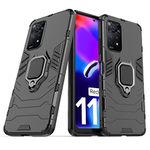 CEDO Rugged Redmi Note 11 Pro / 11 Pro + (5G) Defender Case | Rotating Ring Holder & Kickstand in-Built | Military Grade Armor | Bumper Back Cover (Black)