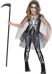 Amscan Girl's Skeleton Reaper Fancy Dress Costume, Size 12-14 Years