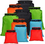 LEIFIDE 10 Pcs Ultralight Dry Bags Waterproof Lightweight Airtight Bags Ripstop Camping Gear Dry Sack Portable Roll Top Dry Pack for Backpacking Kayaking Hiking Swimming Boating Outdoor, 5 Sizes