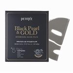 PETITfÉE BLACK PEARL & GOLD HYDROGEL KOREAN SHEET MASK for Oily Skin, Sebum Control, Dark Spots and Brightening. PACK OF 5, 160 g (32g X 5 Sheets)